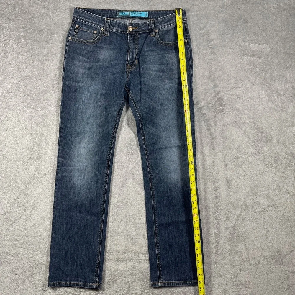Rock and Roll Denim Revolver Jeans Mens 34x34(32.5)‎ Blue Slim Straight Leg
